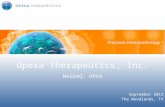 Opexa Therapeutics, Inc. NASDAQ: OPXA Precision Immunotherapy September 2013 The Woodlands, TX Precision Immunotherapy TM.