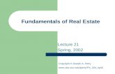 Fundamentals of Real Estate Lecture 21 Spring, 2002 Copyright © Joseph A. Petry .