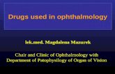 Drugs used in ophthalmology lek.med. Magdalena Mazurek Chair and Clinic of Ophthalmology with Department of Patophysilogy of Organ of Vision.