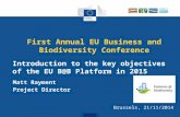 First Annual EU Business and Biodiversity Conference Matt Rayment Project Director Brussels, 21/11/2014 Introduction to the key objectives of the EU B@B.