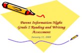 Parent Information Night Grade 2 Reading and Writing Assessment January 22, 2008.