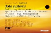 1 Building Management Applications with SQL Server “Yukon” SQL Management Objects (SMO): Overview Bruce Prang Development Manager Microsoft Corporation.