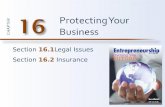 CHAPTER Section 16.1 Legal Issues Section 16.2 Insurance Protecting Your Business.