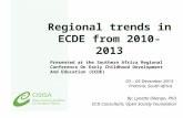 REGIONAL TRENDS IN ECDE FROM 2010-2013 By: Lynette Okengo, PhD ECD Consultant, Open Society Foundation Presented at the Southern Africa Regional Conference.