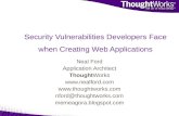 Security Vulnerabilities Developers Face when Creating Web Applications Neal Ford Application Architect ThoughtWorks  .