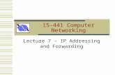 15-441 Computer Networking Lecture 7 – IP Addressing and Forwarding.