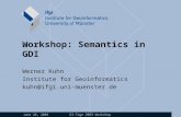 June 26, 2003 GI-Tage 2003 Workshop Workshop: Semantics in GDI Werner Kuhn Institute for Geoinformatics kuhn@ifgi.uni-muenster.de.