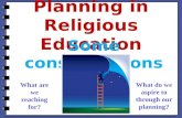 Planning in Religious Education Some considerations.