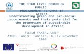 Understanding green and pro-social procurements and their potential for the promotion of sustainable development in Africa Farid YAKER, UNEP AfDB, Tunis,