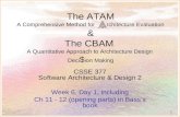 1 The ATAM A Comprehensive Method for rchitecture Evaluation & The CBAM A Quantitative Approach to Architecture Design Deci $ ion Making CSSE 377 Software.