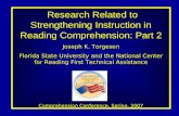 Research Related to Strengthening Instruction in Reading Comprehension: Part 2 Research Related to Strengthening Instruction in Reading Comprehension: