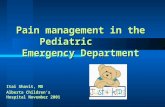 Pain management in the Pediatric Emergency Department Itai Shavit, MD Alberta Children’s Hospital November 2001.