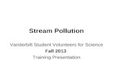 Stream Pollution Vanderbilt Student Volunteers for Science Fall 2013 Training Presentation.