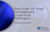Overview of High Consequence Livestock Pathogens For veterinarians.