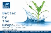 Better by the Drop: Revealing the Value of Water in Canadian Agriculture A summary of Better by the Drop, a 2013 report published by the Blue Economy Initiative.