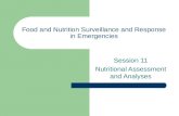 Food and Nutrition Surveillance and Response in Emergencies Session 11 Nutritional Assessment and Analyses.