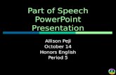 Part of Speech PowerPoint Presentation Allison Peji October 14 Honors English Period 5.