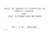 8/13/2015 ROLE OF QUANTITY SURVEYOR AS PROFIT CENTER AND COST ESTIMATION METHODS Er. V.K. Sharma.