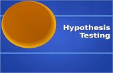 Hypothesis Testing. Outline The Null Hypothesis The Null Hypothesis Type I and Type II Error Type I and Type II Error Using Statistics to test the Null.