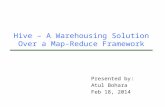 Hive – A Warehousing Solution Over a Map-Reduce Framework Presented by: Atul Bohara Feb 18, 2014.