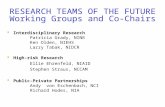 RESEARCH TEAMS OF THE FUTURE Working Groups and Co-Chairs  Interdisciplinary Research Patricia Grady, NINR Ken Olden, NIEHS Larry Tabak, NIDCR  High-risk.