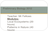 Teacher: Mr Fellows Modules: Local Ecosystems (20 hours) Patterns in Nature (40 hours) Life on Earth (30 hours) Evolution of Australian Biota (30 hours)
