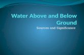 Sources and Significance. Water Above Ground 1. Lakes, ponds and wetlands 2. Streams and rivers 3. Ground water 4. Glaciers 5. Drainage basins.