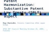1 Patent Harmonization: Substantive Patent Law Treaty (SPLT) aspect Kay Konishi Kay Konishi, Patents Committee APAA Japan Group APAA 50 th Council Meeting.