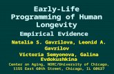 Early-Life Programming of Human Longevity Empirical Evidence Natalia S. Gavrilova, Leonid A. Gavrilov Victoria Semyonova, Galina Evdokushkina Center on.