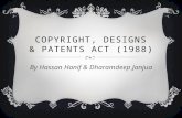 COPYRIGHT, DESIGNS & PATENTS ACT (1988) By Hassan Hanif & Dharamdeep Janjua.
