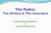 The Rules: The Written & The Unwritten Engineering Management & Systems Engineering.