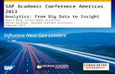 SAP Academic Conference Americas 2013 Analytics: From Big Data to Insight Bjarne Berg, Lenoir-Rhyne University Adrian Gardiner, Georgia Southern University.