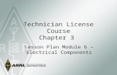 Technician License Course Chapter 3 Lesson Plan Module 6 – Electrical Components.