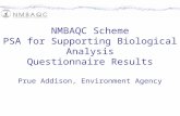 NMBAQC Scheme PSA for Supporting Biological Analysis Questionnaire Results Prue Addison, Environment Agency.
