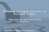 Matching Purchase Invoices to Purchase Orders Sage and Version One working together MDJ Consulting.
