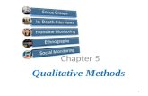 Qualitative Methods 1 Chapter 5. Learning Outcomes At the end of this chapter you will be able to ethnographic – demonstrate the importance of ethnographic.