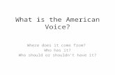 What is the American Voice? Where does it come from? Who has it? Who should or shouldn’t have it?