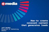 How-to create relevant content that generates leads Jeff Gordon Director of Marketing emedia.