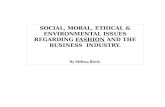 SOCIAL, MORAL, ETHICAL & ENVIRONMENTAL ISSUES REGARDING FASHION AND THE BUSINESS INDUSTRY. By Melissa Birch.