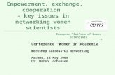 European Platform of Women Scientists 1 Empowerment, exchange, cooperation - key issues in networking women scientists Conference “Women in Academia” Workshop.