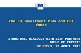 The EU Investment Plan and ESI funds S TRUCTURED D IALOGUE WITH ESIF PARTNERS GROUP OF EXPERTS B RUSSELS, 23 A PRIL 2015.