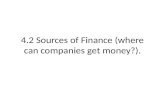 4.2 Sources of Finance (where can companies get money?).