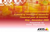AXIS Communications A world of intelligent networks Financial year (8 months) May - December 2000 Presented by Peter Ragnarsson.