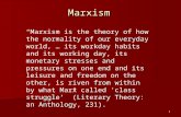 Marxism “Marxism is the theory of how the normality of our everyday world, … its workday habits and its working day, its monetary stresses and pressures.
