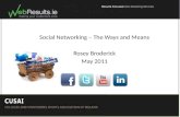 Social Networking – The Ways and Means Rosey Broderick May 2011.