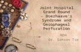 Joint Hospital Grand Round - Boerhaave’s Syndrome and Oesophageal Perforation NDH Dr. Samson Tse.