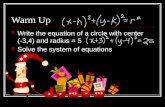 Warm Up Write the equation of a circle with center (-3,4) and radius = 5 Solve the system of equations.