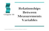 Copyright ©2005 Brooks/Cole, a division of Thomson Learning, Inc. Relationships Between Measurements Variables Chapter 10.