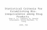 Statistical Criteria for Establishing Bio-inequivalence among Drug Products Qian H. Li, Lawrence Yu, Donald Schuirmann, Stella Machado, Yi Tsong CDER,
