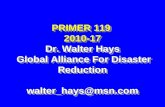 PRIMER 119 2010-17 Dr. Walter Hays Global Alliance For Disaster Reduction walter_hays@msn.com.
